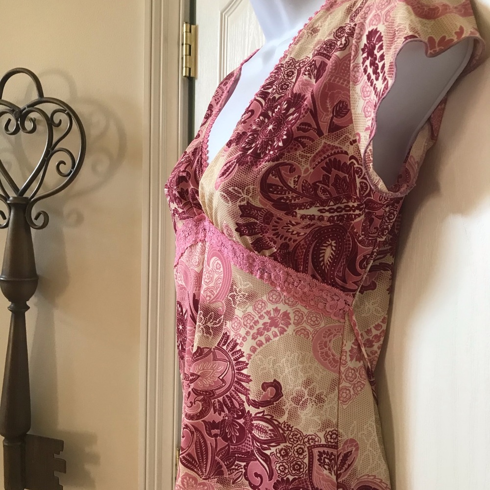 ❌SOLD❌NWT Pink Lace Trim Short Sleeve Top - Picture 6 of 14